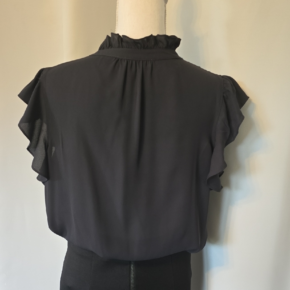 Calvin Klein Black Ruffle Blouse - Picture 4 of 5